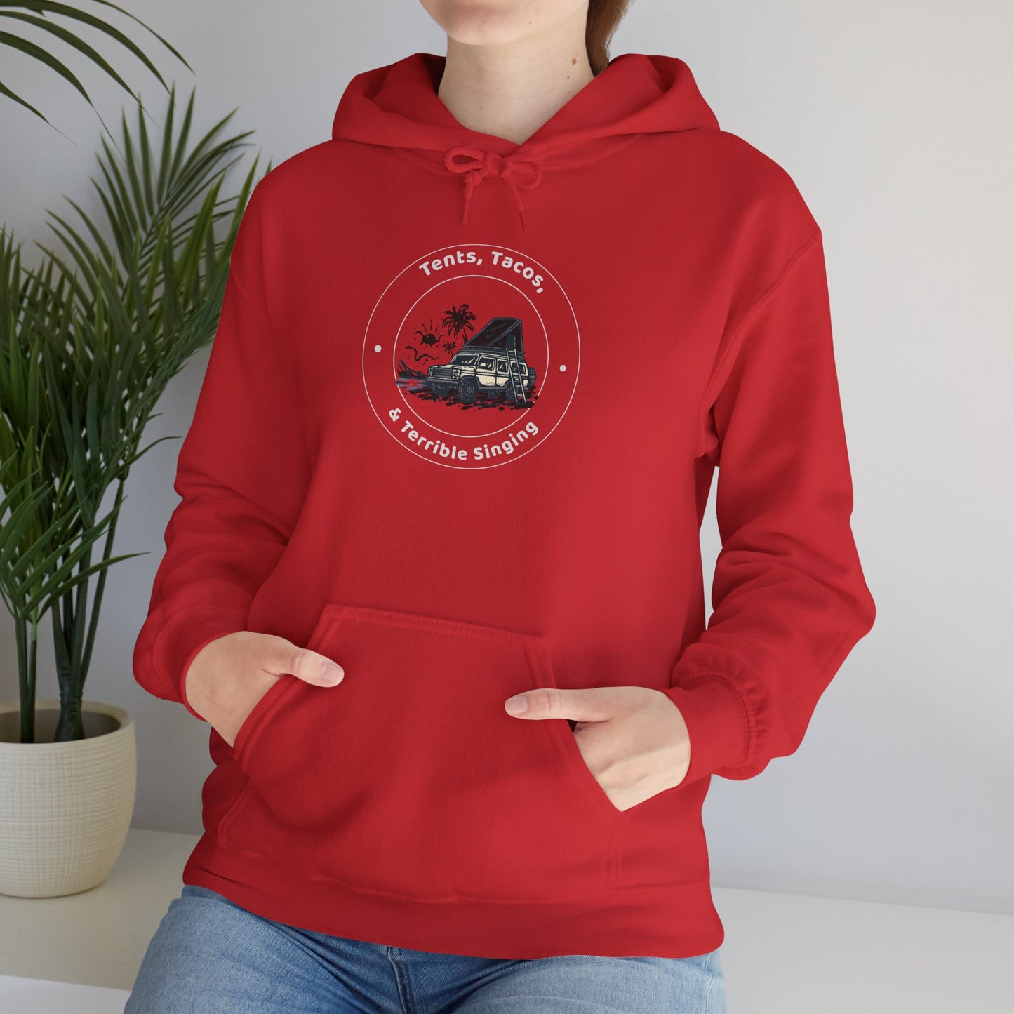 Tents Tacos and Terrible Singing Hoodie - Unisex Camping Sweatshirt, Taco Lovers Gift, Fun Outdoor Apparel, Cozy Casual Hoodie, Taco Tuesday Outfit