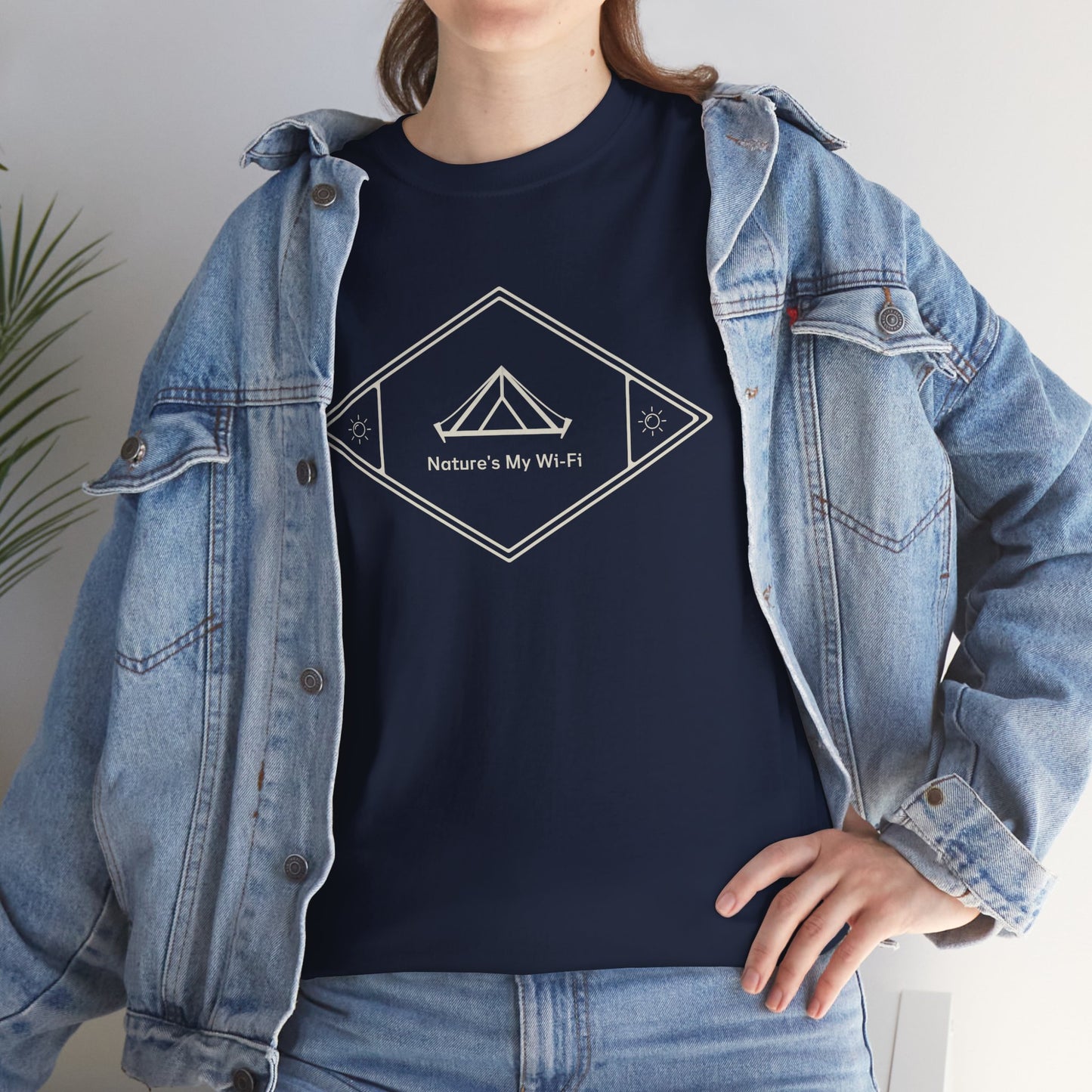 Nature Is My WiFi T-Shirt – Unisex Heavy Cotton Tee, Relaxed Fit Graphic Shirt, Gift for Nature Lovers, Outdoor and Hiking Apparel