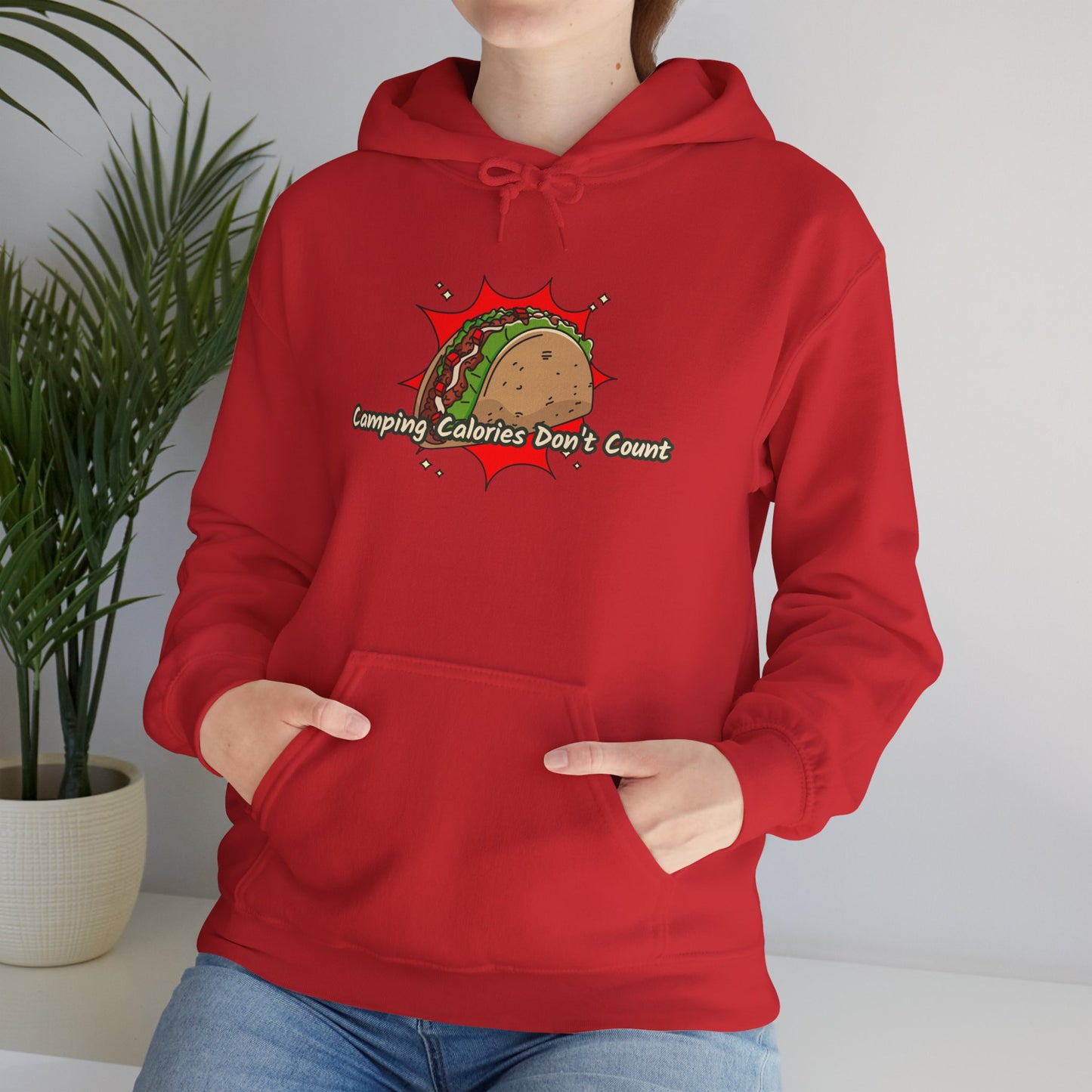 Camping Calories Don't Count Hoodie - Taco Themed Funny Unisex Sweatshirt, Outdoor Adventure Apparel, Gift for Food Lovers, Cozy Casual Wear