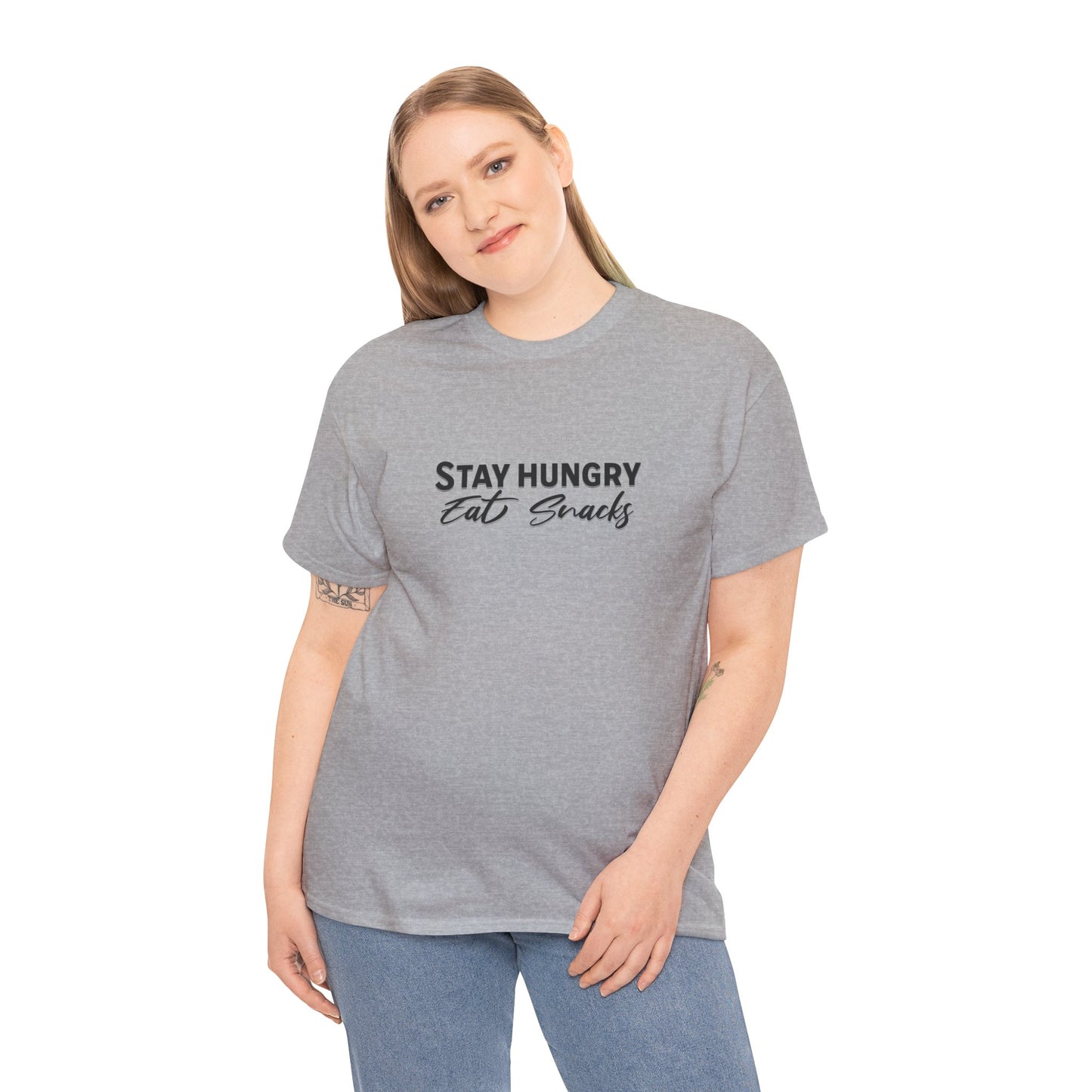 Stay Hungry Eat Snacks T-Shirt – Unisex Cotton Tee for Foodies, Casual Wear, Birthday & Holiday Gift, Layering Shirt for Adults
