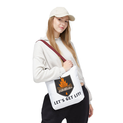 Let's Get Lit Tote Bag - Funny Reusable Bag For Campers