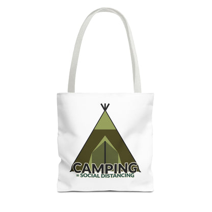 Camping Equals Social Distancing Tote Bag — Funny Campers and Outdoorsy Bag