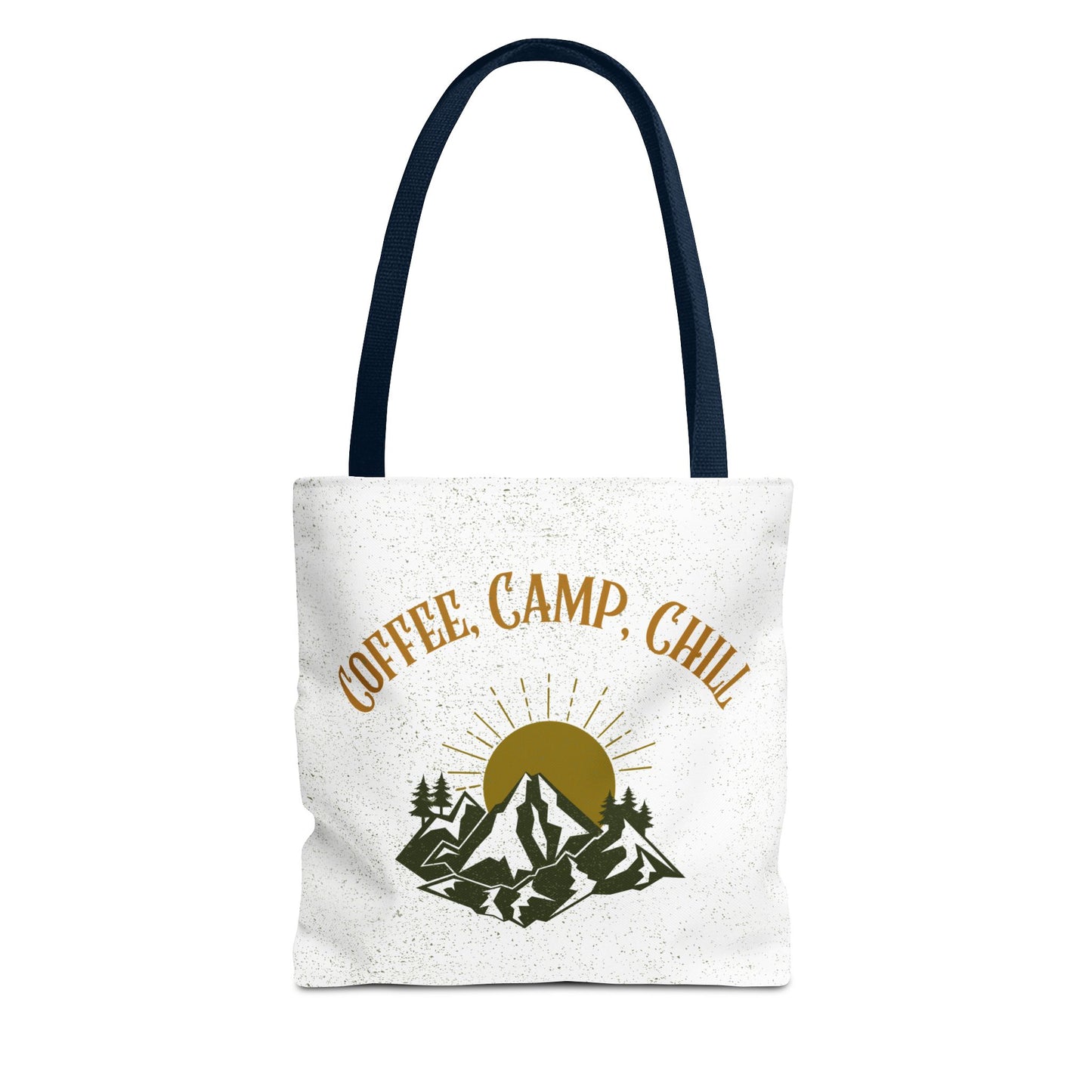 Coffee, Camp, Chill Funny Mountain Tote Bag
