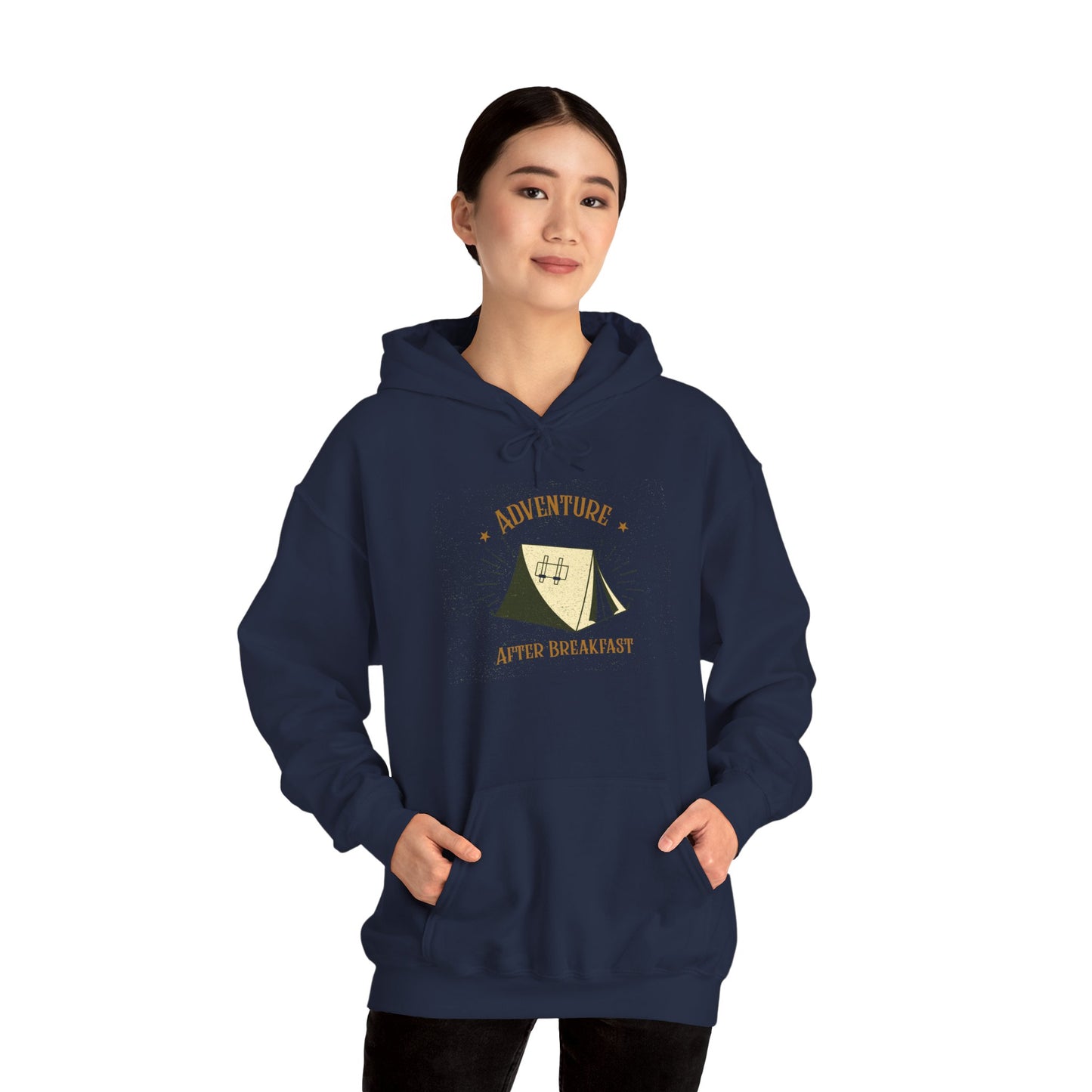 Adventure After Breakfast Unisex Hoodie – Cozy Campfire Sweatshirt, Outdoor Travel Hoodie, Gift for Adventurers and Nature Lovers