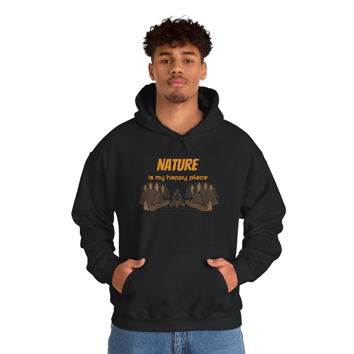 Nature Is My Happy Place Hoodie - Cozy Unisex Sweatshirt for Outdoor Lovers, Hiking and Camping Apparel, Perfect Gift for Nature Enthusiasts