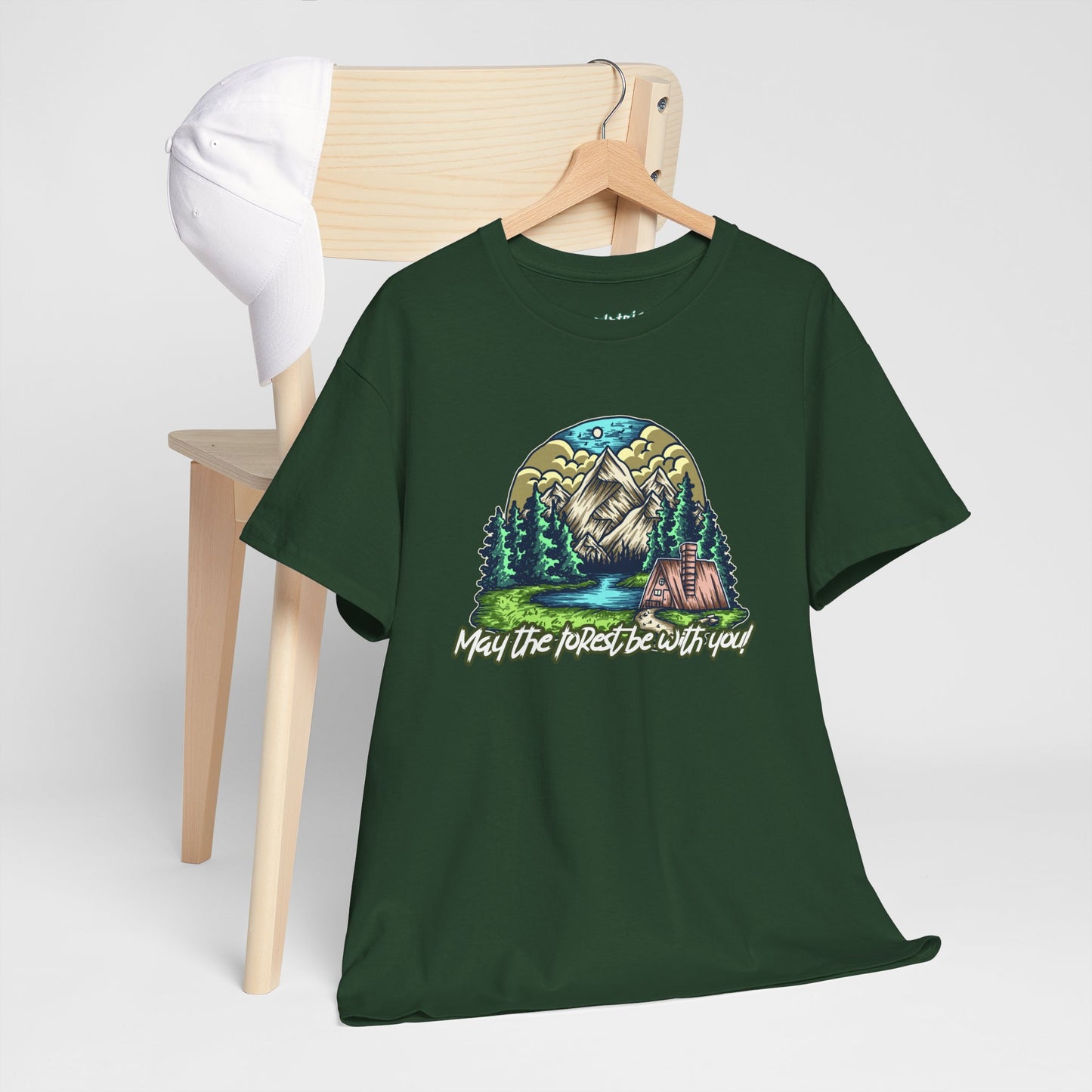 May The Forest Be With You - Unisex Heavy Cotton Tee - Outdoor Adventure Shirt, Hiking Graphic T-Shirt, Camping Gift, Nature Apparel