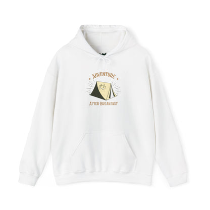 Adventure After Breakfast Unisex Hoodie – Cozy Campfire Sweatshirt, Outdoor Travel Hoodie, Gift for Adventurers and Nature Lovers