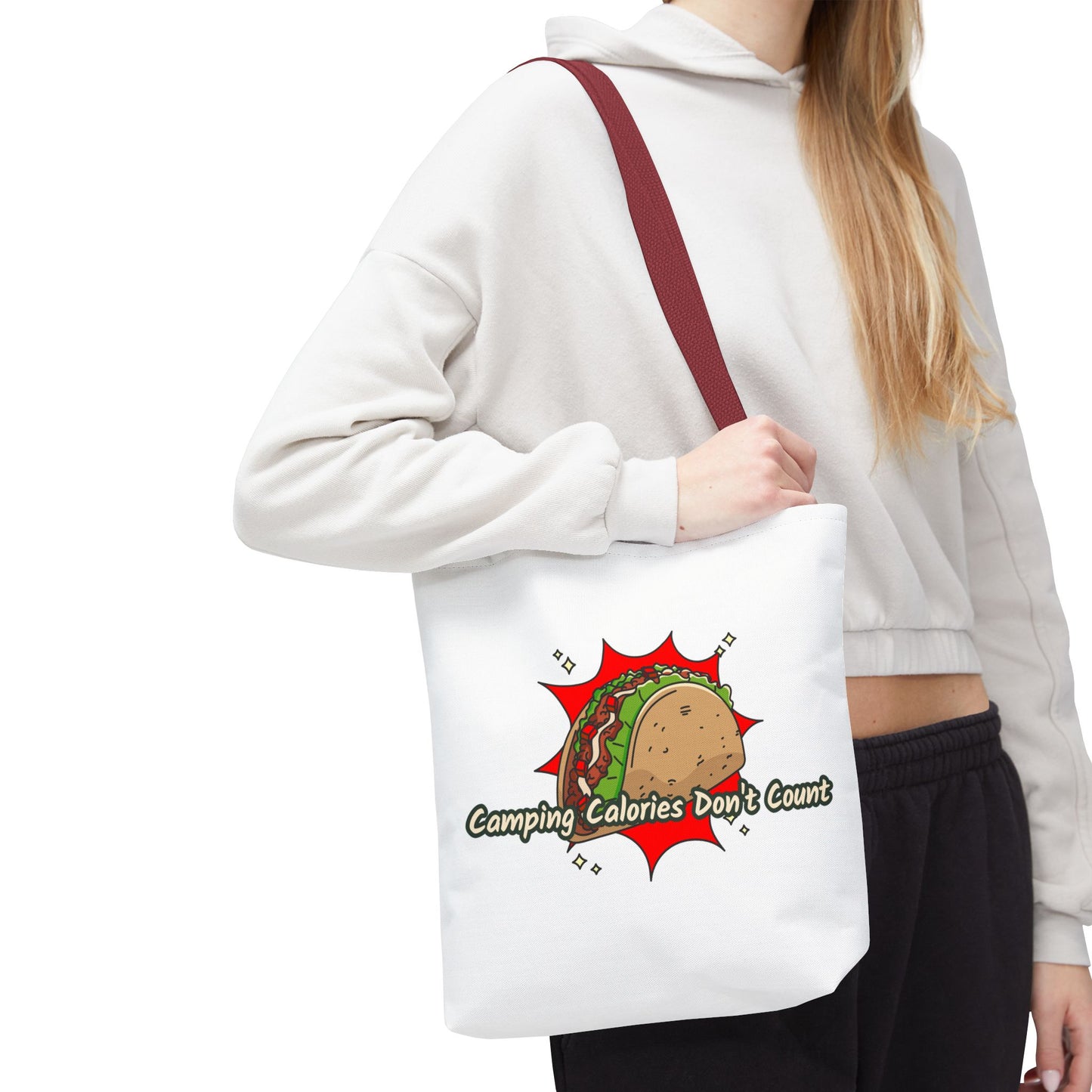 Camping Calories Don't Count Tote Bag — Funny Taco Graphic Bag