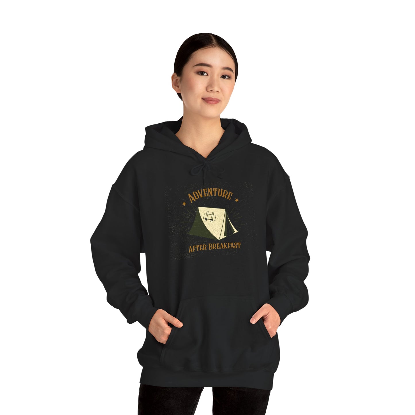 Adventure After Breakfast Unisex Hoodie – Cozy Campfire Sweatshirt, Outdoor Travel Hoodie, Gift for Adventurers and Nature Lovers