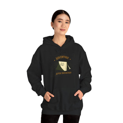 Adventure After Breakfast Unisex Hoodie – Cozy Campfire Sweatshirt, Outdoor Travel Hoodie, Gift for Adventurers and Nature Lovers