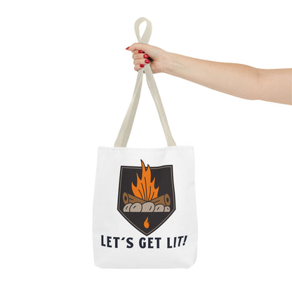 Let's Get Lit Tote Bag - Funny Reusable Bag For Campers