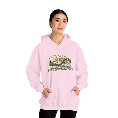 Pitchin Tents Throwin Shades Hoodie – Unisex Outdoor Adventure Sweatshirt, Camping Gear, Nature Lover Gift, Travel and Fall Apparel