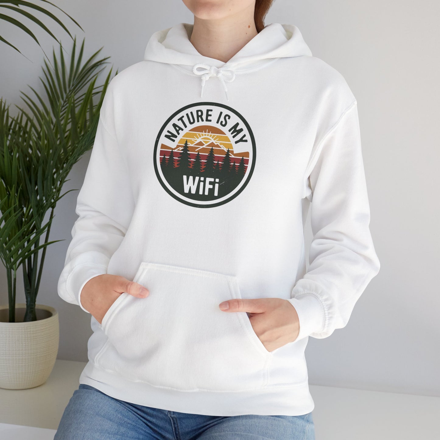 Nature Is My WiFi Hoodie – Cozy Unisex Sweatshirt for Nature Lovers, Outdoor Adventure Apparel, Camping and Travel Gift