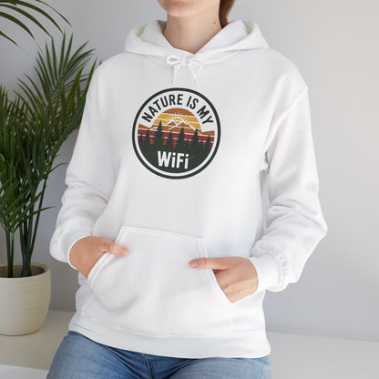 Nature Is My WiFi Hoodie – Cozy Unisex Sweatshirt for Nature Lovers, Outdoor Adventure Apparel, Camping and Travel Gift