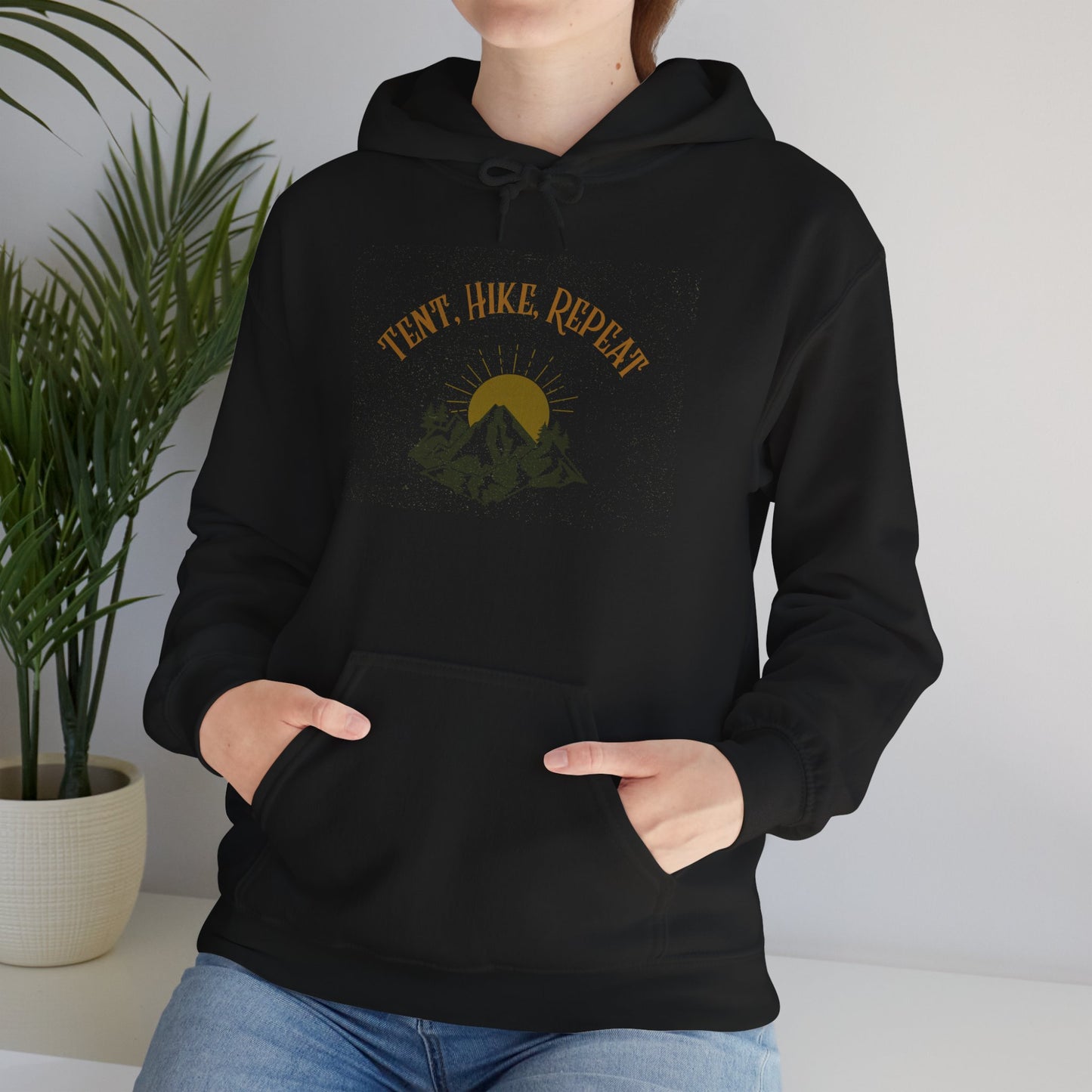 Tent Hike Repeat – Unisex Hoodie, Adventure Camping Sweatshirt, Outdoor Hiking Apparel, Gift for Nature Lovers