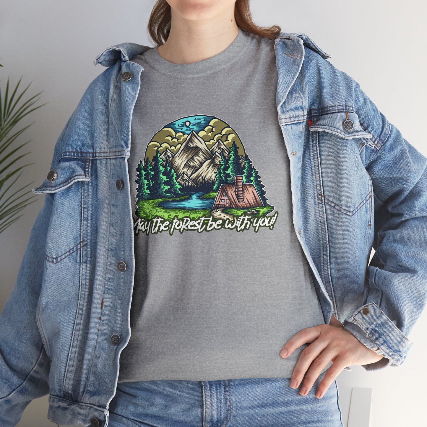 May The Forest Be With You - Unisex Heavy Cotton Tee - Outdoor Adventure Shirt, Hiking Graphic T-Shirt, Camping Gift, Nature Apparel