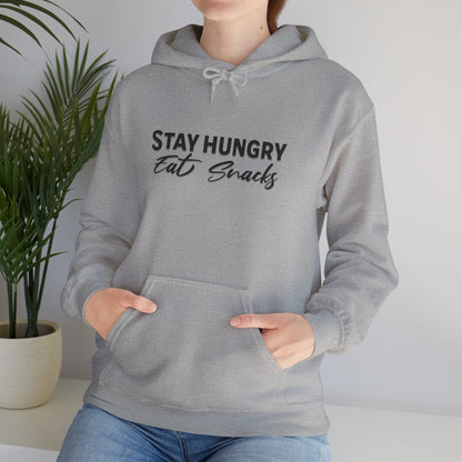 Stay Hungry Eat Snacks Hoodie – Motivational Unisex Sweatshirt, Cozy Casual Wear, Inspirational Gift for Adults, All-Season Outdoor & Everyday Apparel