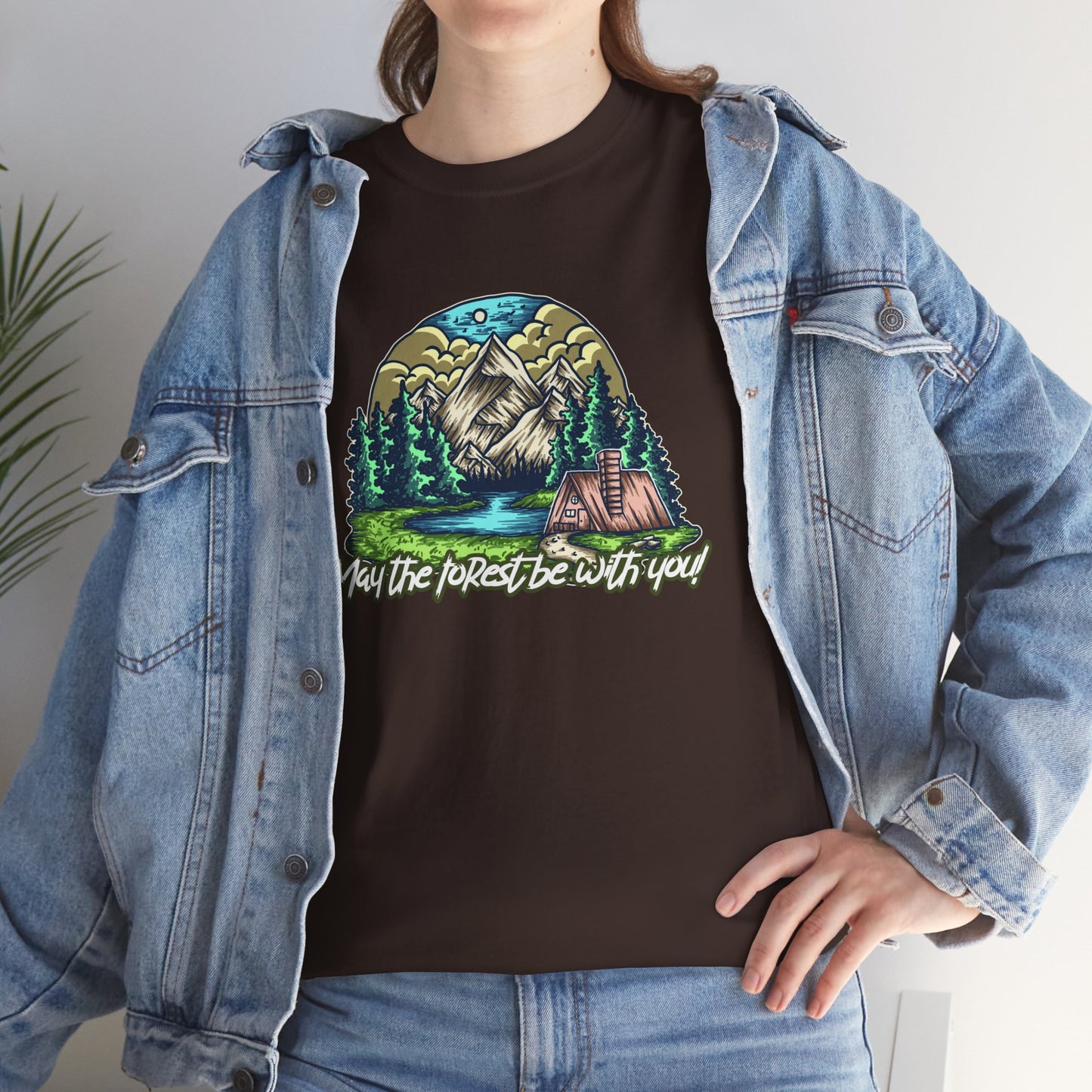 May The Forest Be With You - Unisex Heavy Cotton Tee - Outdoor Adventure Shirt, Hiking Graphic T-Shirt, Camping Gift, Nature Apparel