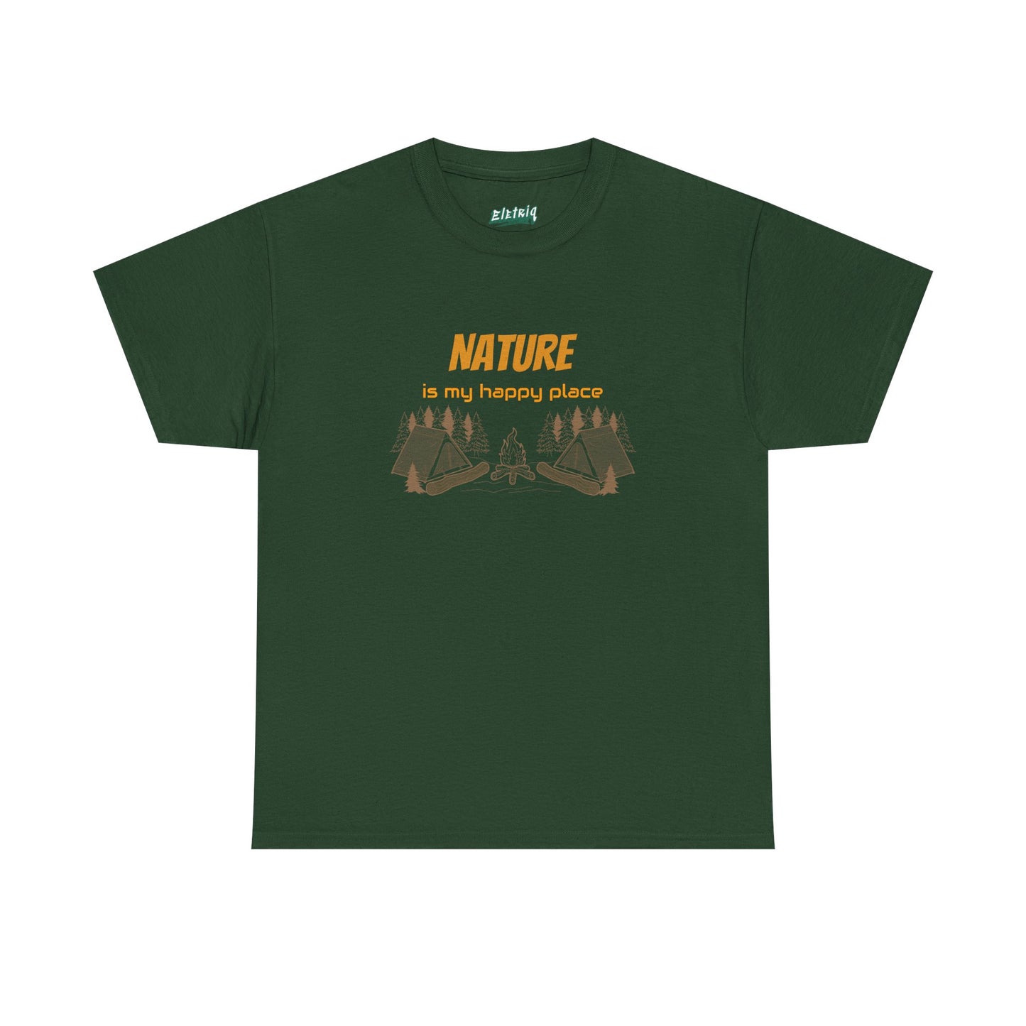 Nature Is My Happy Place - Unisex Heavy Cotton Tee, Outdoor Lover Shirt, Adventure T-Shirt, Hiking Apparel, Eco Friendly Nature Gift, Camping Clothing