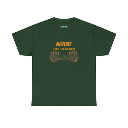 Nature Is My Happy Place - Unisex Heavy Cotton Tee, Outdoor Lover Shirt, Adventure T-Shirt, Hiking Apparel, Eco Friendly Nature Gift, Camping Clothing