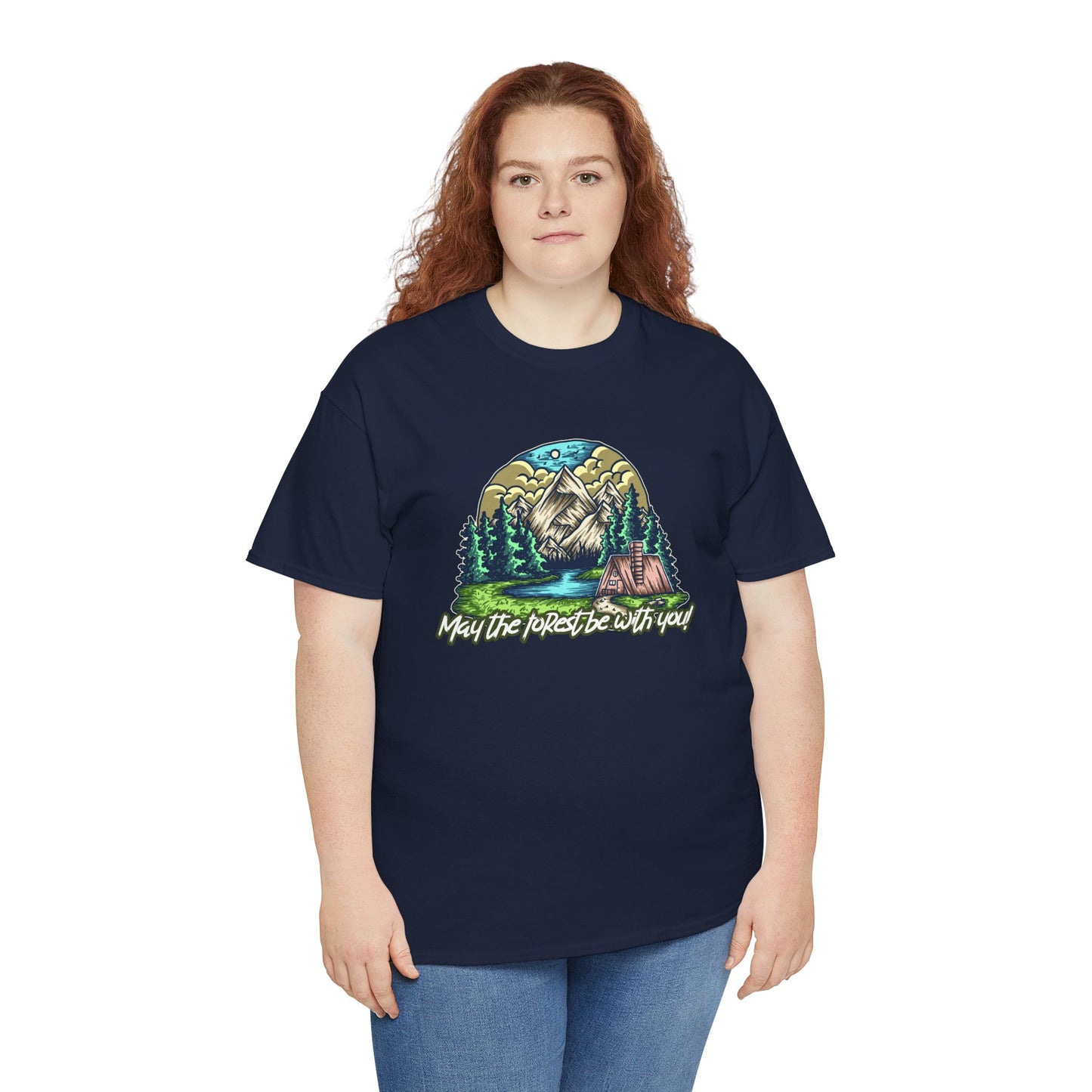 May The Forest Be With You - Unisex Heavy Cotton Tee - Outdoor Adventure Shirt, Hiking Graphic T-Shirt, Camping Gift, Nature Apparel