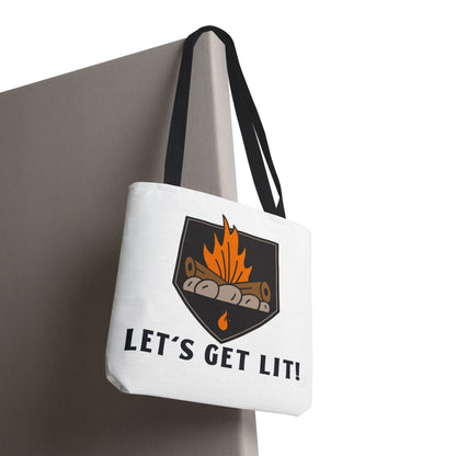 Let's Get Lit Tote Bag - Funny Reusable Bag For Campers