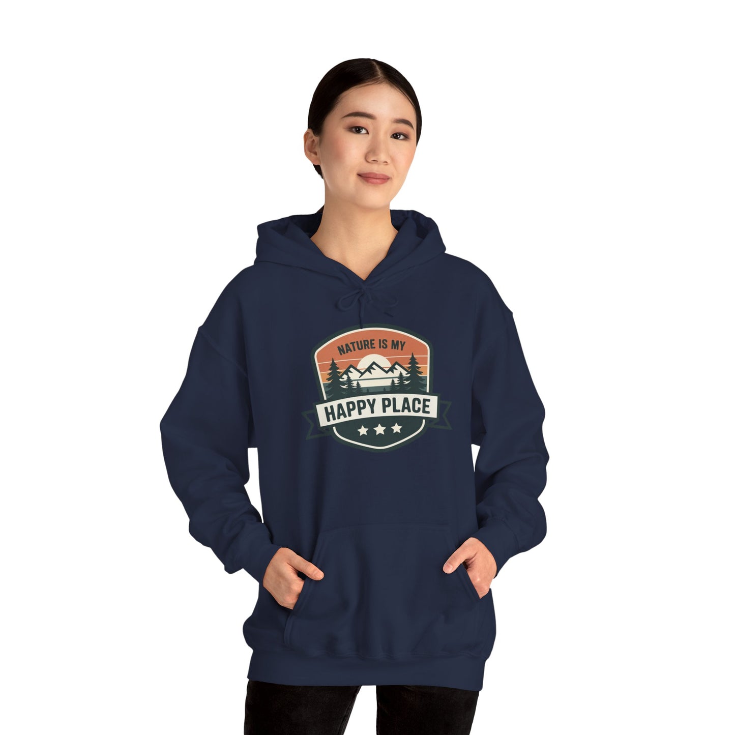 Nature Is My Happy Place Hoodie - Cozy Unisex Sweatshirt for Outdoor Lovers, Hiking and Camping Apparel, Perfect Gift for Nature Enthusiasts