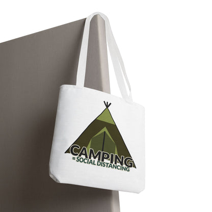 Camping Equals Social Distancing Tote Bag — Funny Campers and Outdoorsy Bag