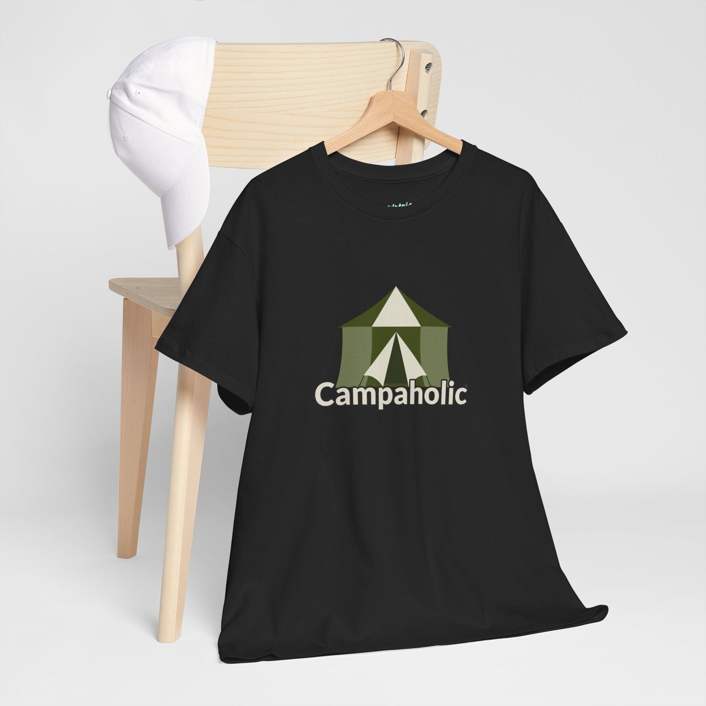 Campaholic – Funny Camping T-Shirt for Campers & Outdoor Lovers | Unisex Heavy Cotton Tee, Adventure Apparel, Summer Outdoor Gift