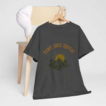 Tent, Hike, Repeat T-Shirt - Adventure, Camping, Hiking Tee for Outdoor Lovers, Unisex Heavy Cotton Nature Shirt, Travel Gift for Campers