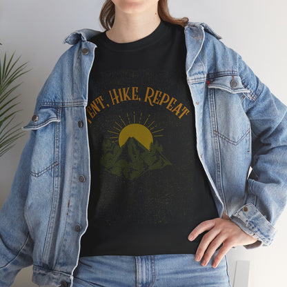 Tent, Hike, Repeat T-Shirt - Adventure, Camping, Hiking Tee for Outdoor Lovers, Unisex Heavy Cotton Nature Shirt, Travel Gift for Campers