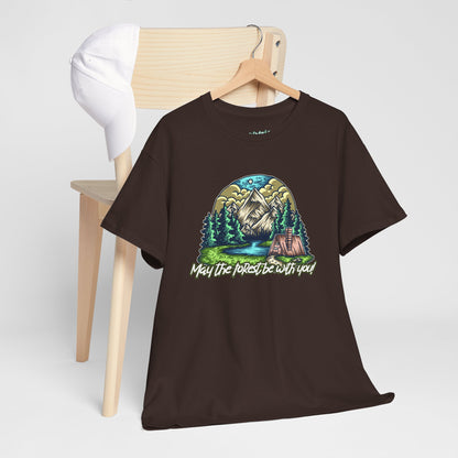 May The Forest Be With You - Unisex Heavy Cotton Tee - Outdoor Adventure Shirt, Hiking Graphic T-Shirt, Camping Gift, Nature Apparel