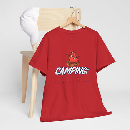 Camping: The WiFi is Weak, But the Stories Are Strong – Funny Camping T-Shirt for Campers & Nature Lovers | Unisex Heavy Cotton Tee, Outdoor Adventure Gift, Summer Camp Apparel