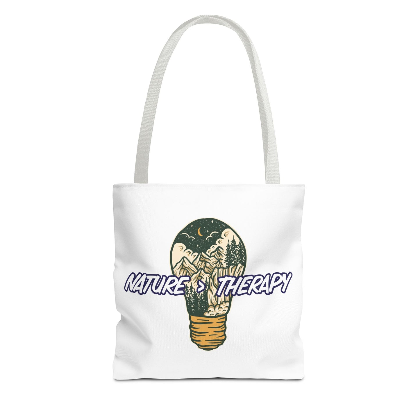 Nature Greater Than Therapy Tote Bag — Scenic Lightbulb Eco Tote for Outdoor Lovers