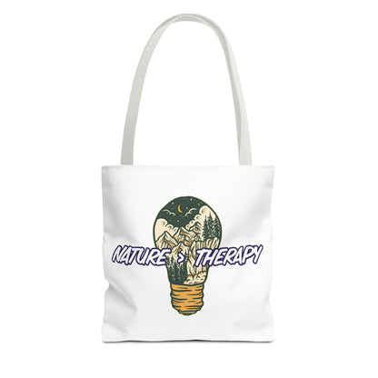Nature Greater Than Therapy Tote Bag — Scenic Lightbulb Eco Tote for Outdoor Lovers