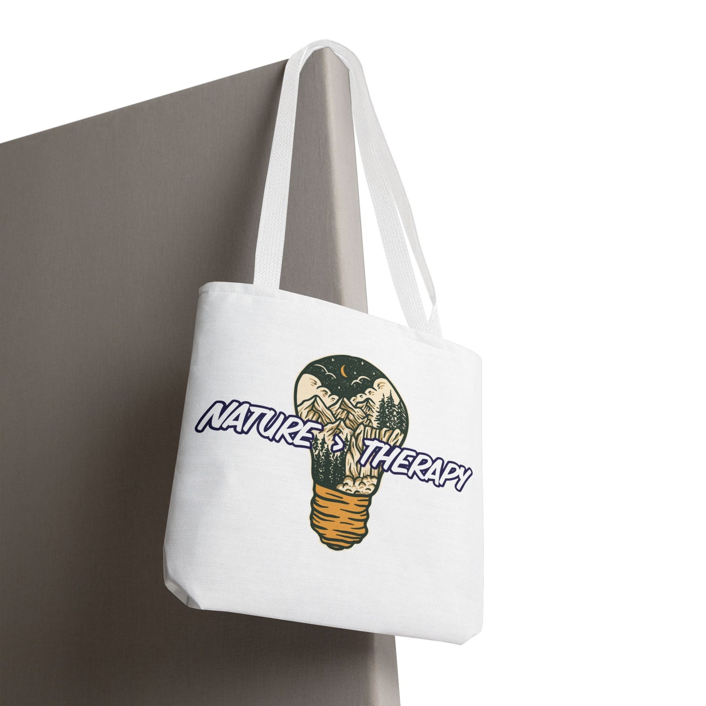 Nature Greater Than Therapy Tote Bag — Scenic Lightbulb Eco Tote for Outdoor Lovers