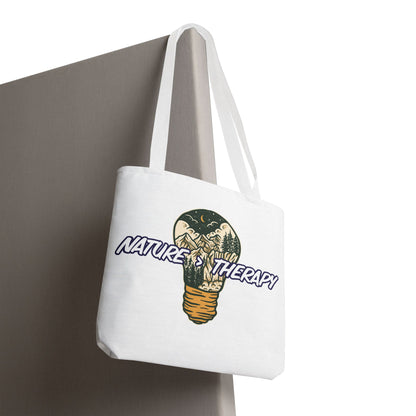 Nature Greater Than Therapy Tote Bag — Scenic Lightbulb Eco Tote for Outdoor Lovers