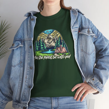 May The Forest Be With You - Unisex Heavy Cotton Tee - Outdoor Adventure Shirt, Hiking Graphic T-Shirt, Camping Gift, Nature Apparel