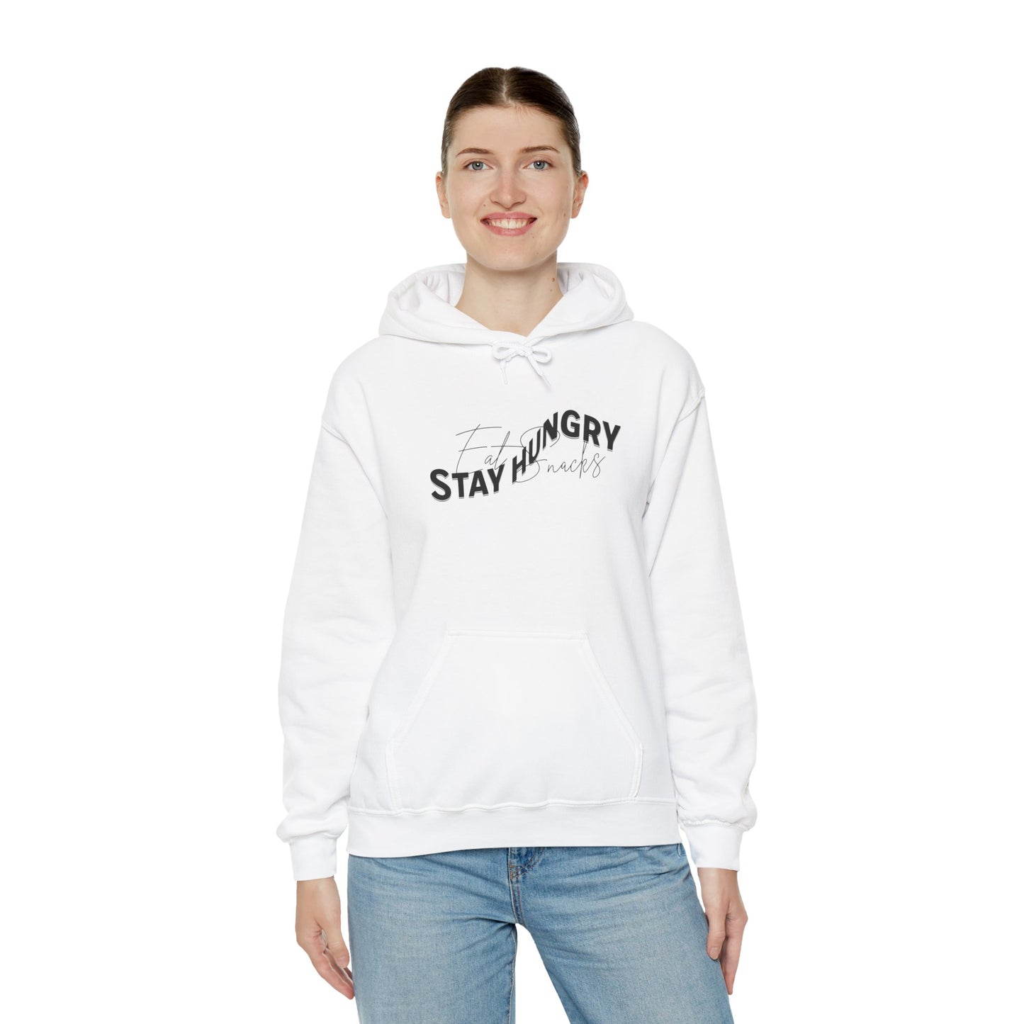 Stay Hungry Eat Snacks Hoodie – Motivational Unisex Sweatshirt, Cozy Casual Wear, Inspirational Gift for Adults, All-Season Outdoor and Everyday Apparel