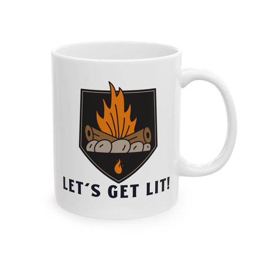 Lets Get Lit Ceramic Mug – Camping and Celebration Gift