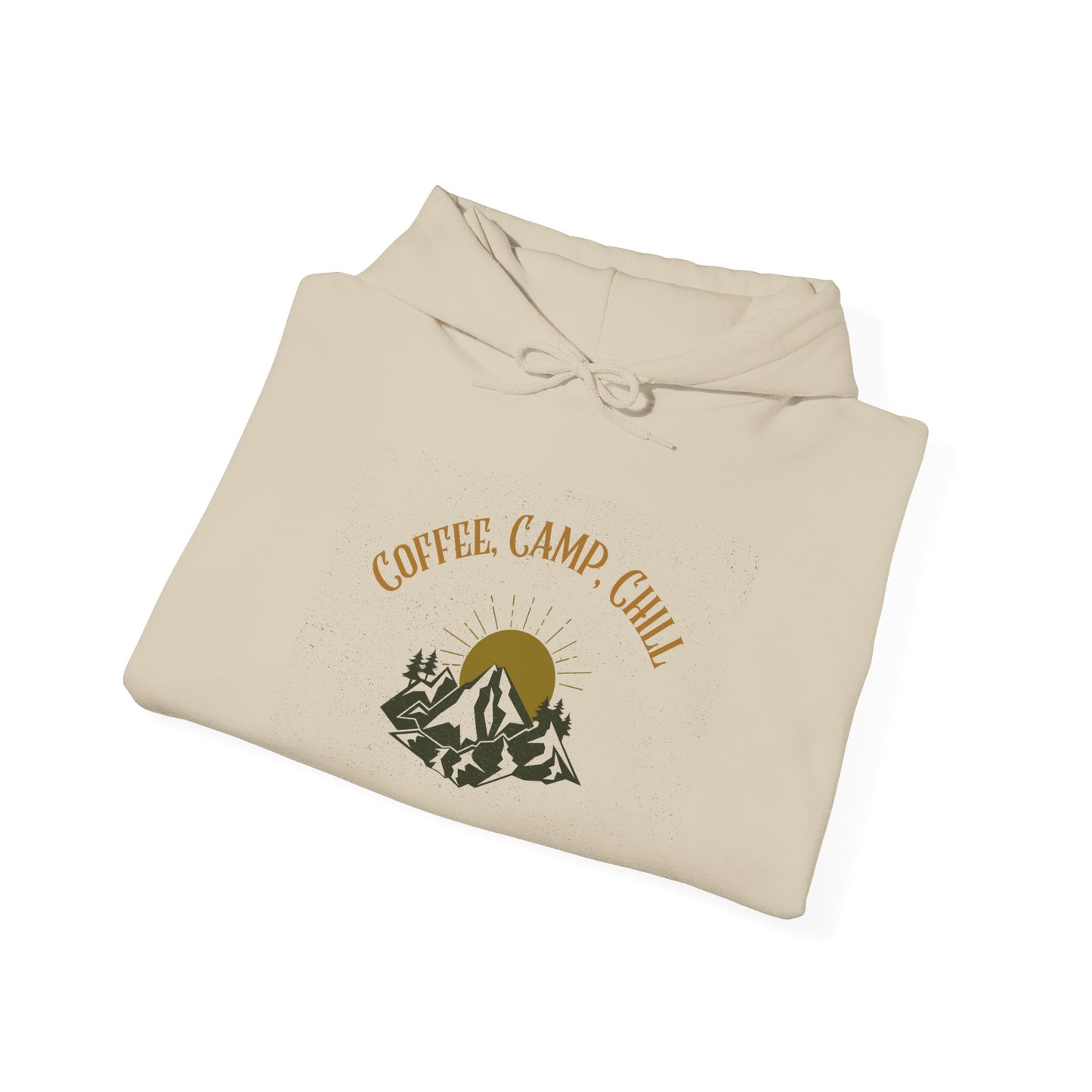 Coffee, Camp, Chill Hoodie – Outdoor Lovers Camping Sweatshirt, Hiking Gift, Warm Adventure Layer