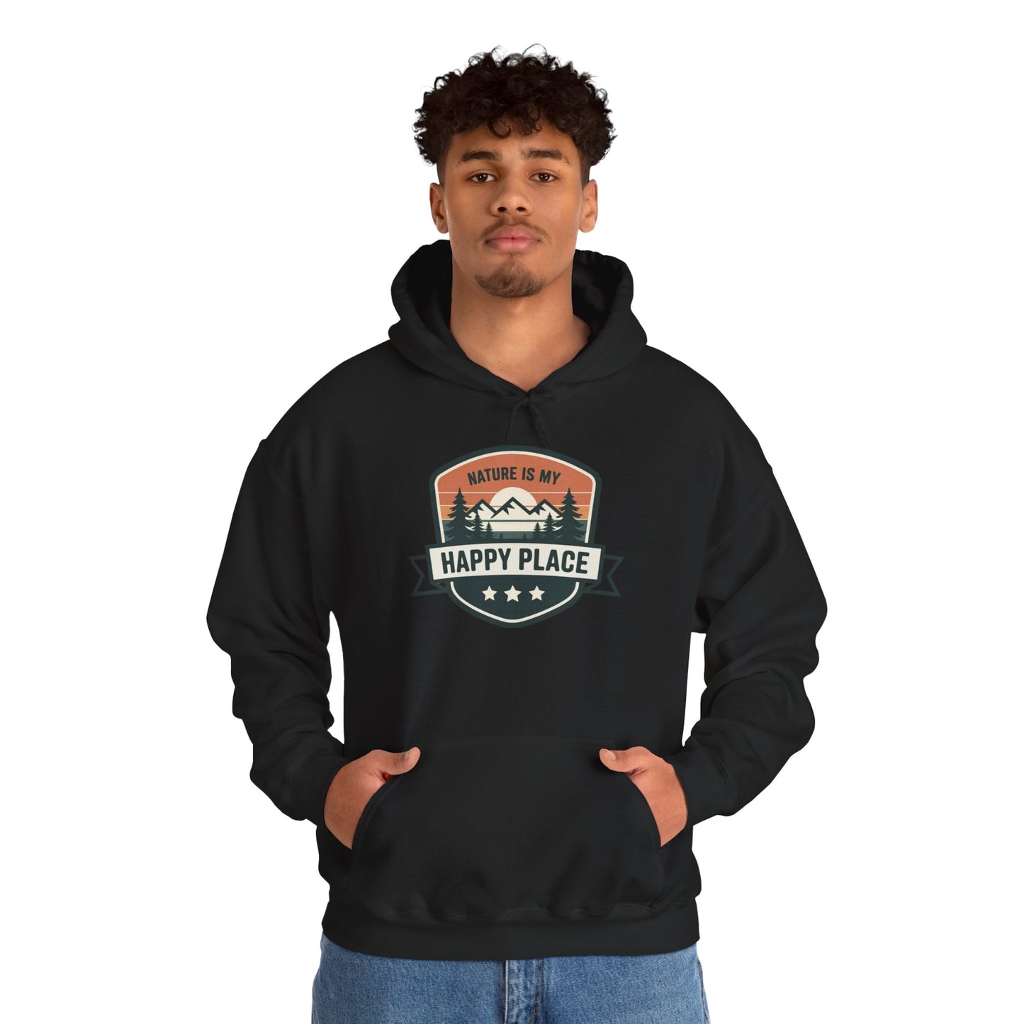 Nature Is My Happy Place Hoodie - Cozy Unisex Sweatshirt for Outdoor Lovers, Hiking and Camping Apparel, Perfect Gift for Nature Enthusiasts