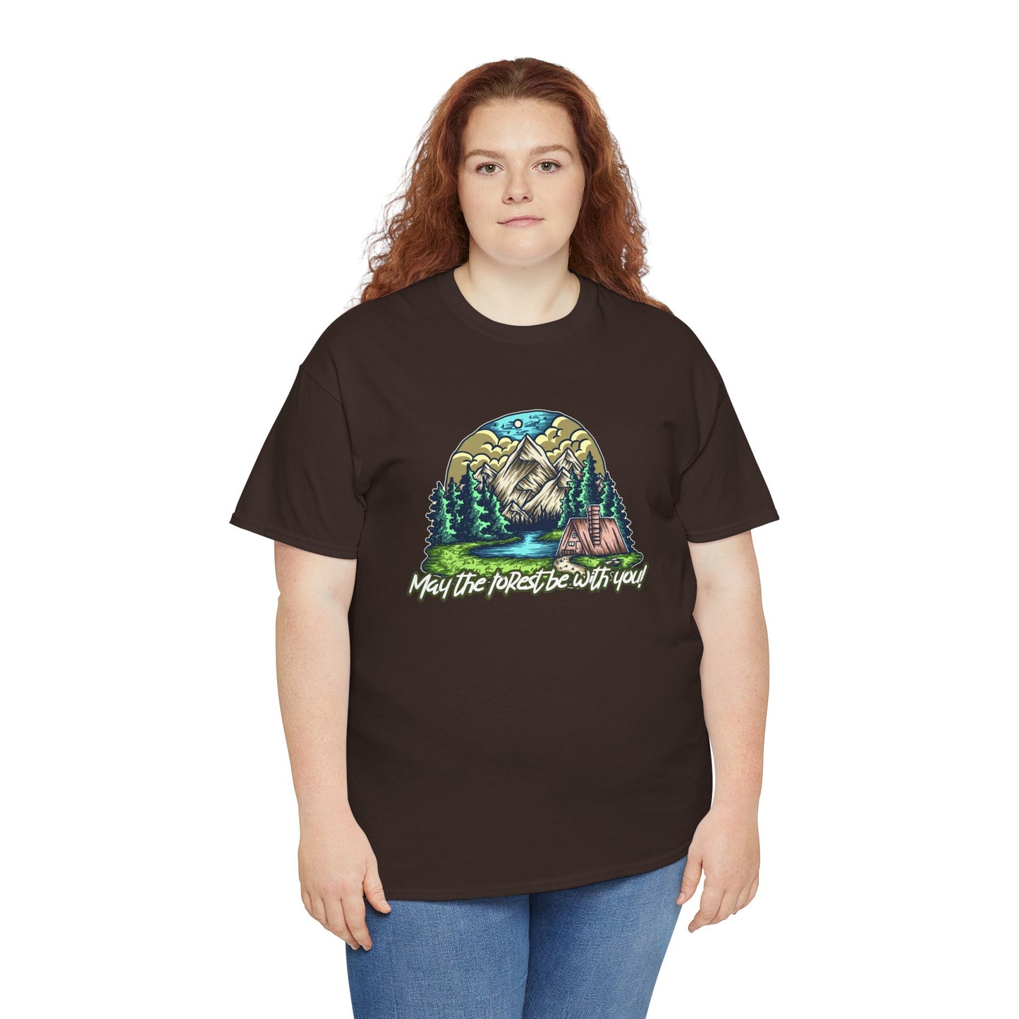 May The Forest Be With You - Unisex Heavy Cotton Tee - Outdoor Adventure Shirt, Hiking Graphic T-Shirt, Camping Gift, Nature Apparel