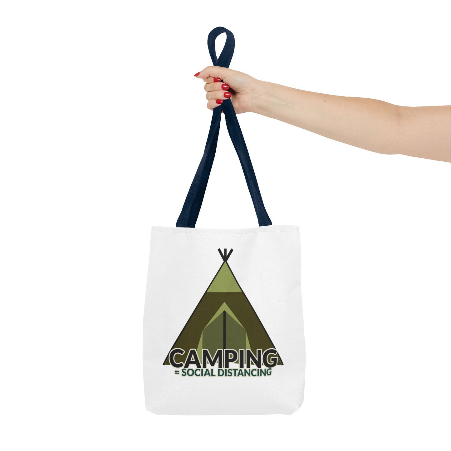 Camping Equals Social Distancing Tote Bag — Funny Campers and Outdoorsy Bag