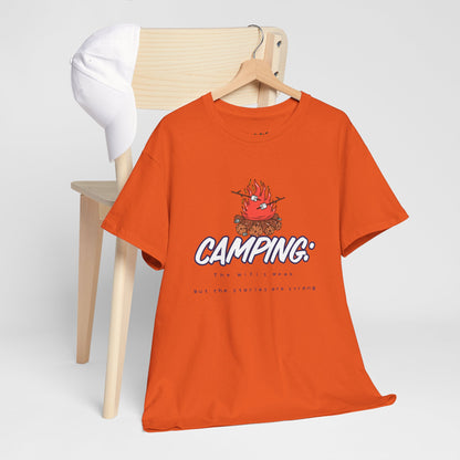 Camping: The WiFi is Weak, But the Stories Are Strong – Funny Camping T-Shirt for Campers & Nature Lovers | Unisex Heavy Cotton Tee, Outdoor Adventure Gift, Summer Camp Apparel