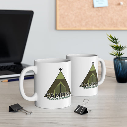 Camping Equals Social Distancing Mug – Funny Camping Coffee Cup