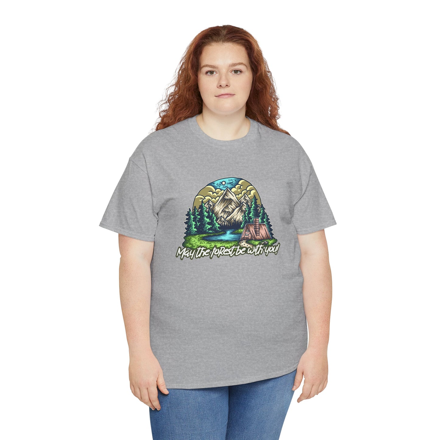 May The Forest Be With You - Unisex Heavy Cotton Tee - Outdoor Adventure Shirt, Hiking Graphic T-Shirt, Camping Gift, Nature Apparel