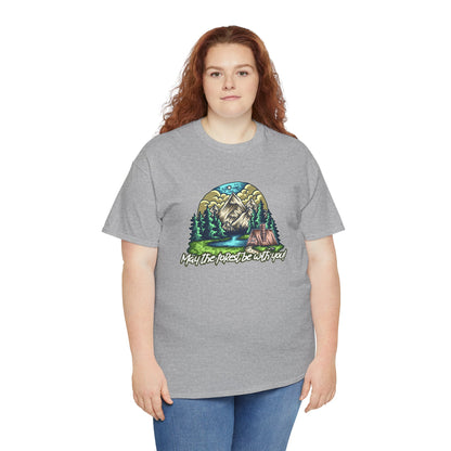 May The Forest Be With You - Unisex Heavy Cotton Tee - Outdoor Adventure Shirt, Hiking Graphic T-Shirt, Camping Gift, Nature Apparel