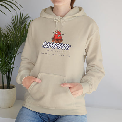 Camping WiFi Is Weak but Stories Are Strong Hoodie – Cozy Outdoor Pullover, Unisex Camping Sweatshirt, Gift for Campers, Hiking and Nature Lovers