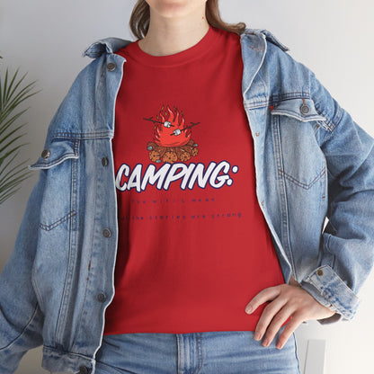 Camping: The WiFi is Weak, But the Stories Are Strong – Funny Camping T-Shirt for Campers & Nature Lovers | Unisex Heavy Cotton Tee, Outdoor Adventure Gift, Summer Camp Apparel